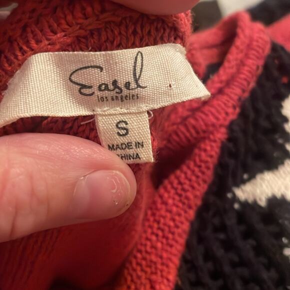 Easel Crochet patriotic Star Sleeve Sweater size small - Picture 3 of 4